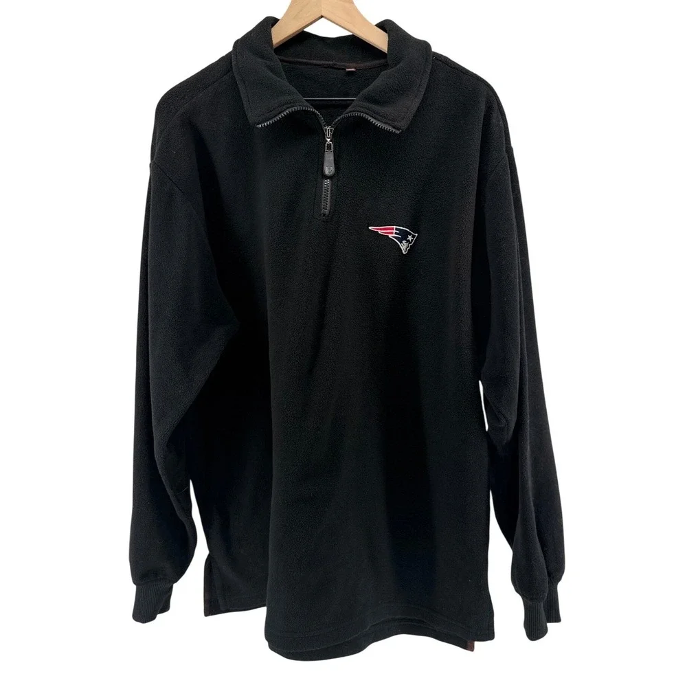 Sports Illustrated New England Patriots Mens Black Quarter Zip Fleece Pullover
